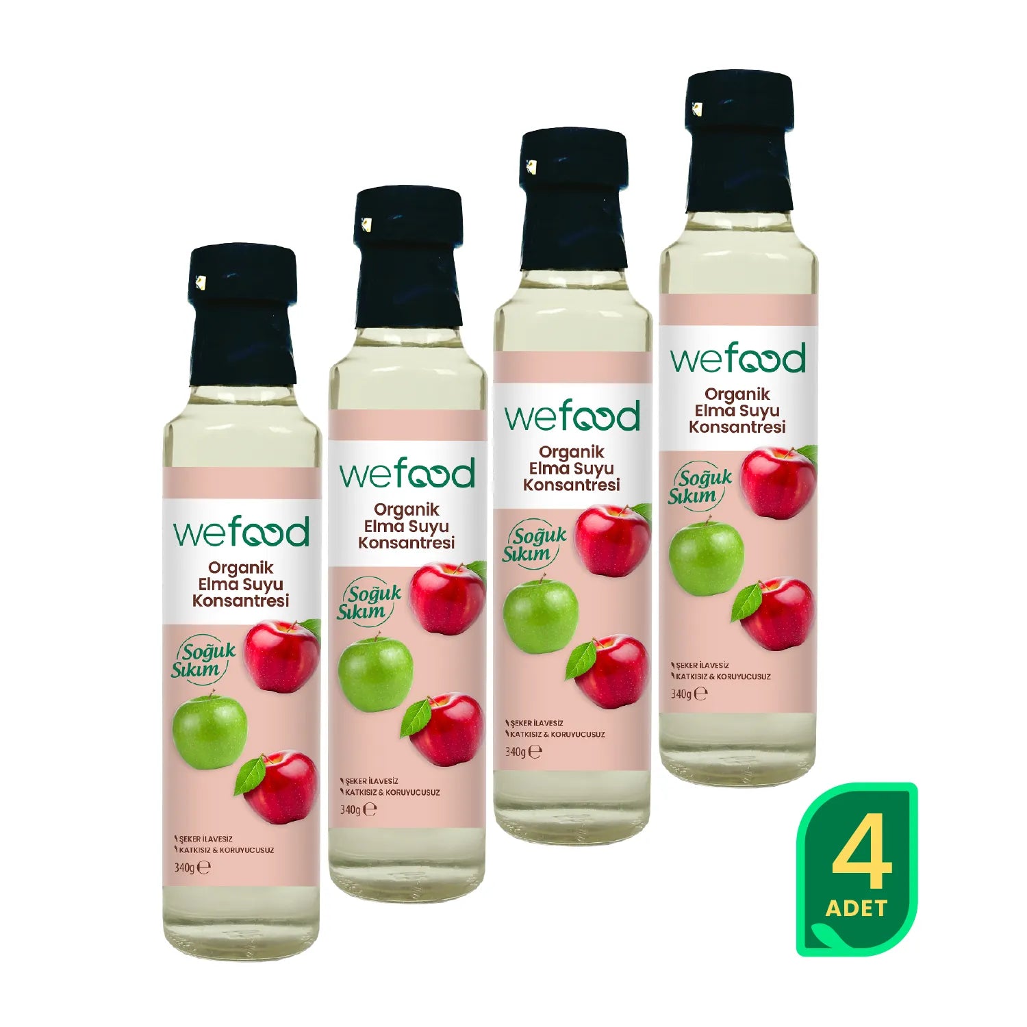 Wefood Organik Elma Suyu Konsantresi 340 gr 4'lü